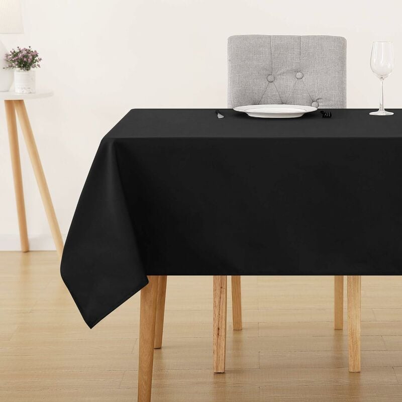 lot de 1 nappe de table rectangulaire imperméable, 132x178 cm, noir - noir - deconovo