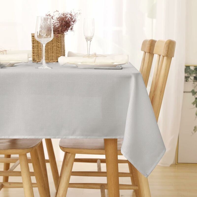 nappe imperméable rectangulaire effet lin pour table de jardin, 1pieces, 130x280 cm, gris clair - gris clair - deconovo