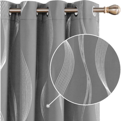 Deconovo Rideaux Occultants Thermique Isolant, Design Moderne à Oeillets, Rideaux pour Salon et Chambre, 2 Pièces