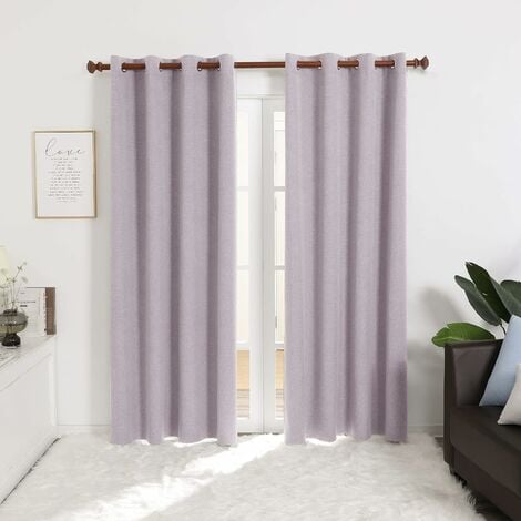 Deconovo Tende Semi-Oscuranti Termiche con Fodere Argento 2 Pezzi 132x214  cm (LxA) - Taupe Scuro