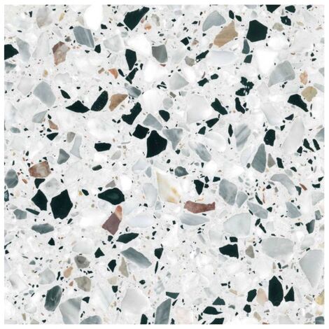 Decoon – Carrelage en terrazzo véritable 60 x 60 cm – Épaisseur 2 cm – Finition mate – Blanc avec touches grises et noires