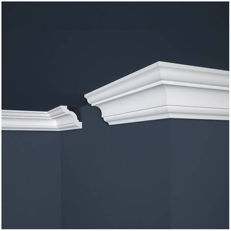 Decoon – Corniche de plafond décorative polystyrène 200x8x8 cm – Modèle structuré pour décoration intérieure moderne – Facile à poser et personnaliser