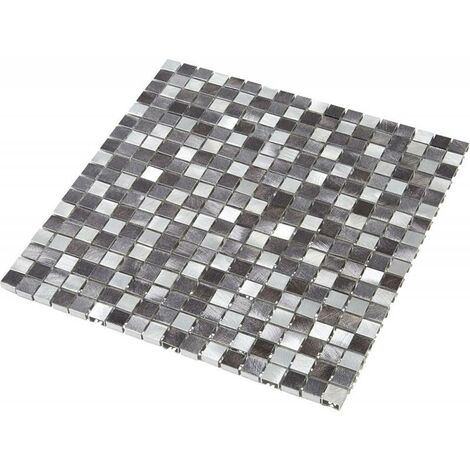 Decoon – Mosaïque en aluminium gris 1.5 x 1.5 cm – Résistante à l'humidité – Pour murs de cuisine et salle de bains – Installation facile à coller