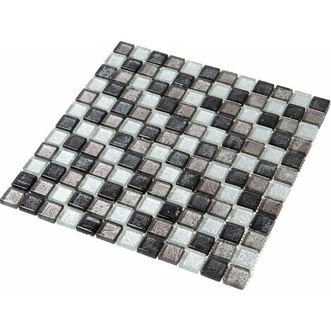 Decoon – Mosaïque en verre mix gris 2.3 x 2.3 cm – Imperméable et hygiénique – Pour salles de bains et cuisines – Facile à entretenir