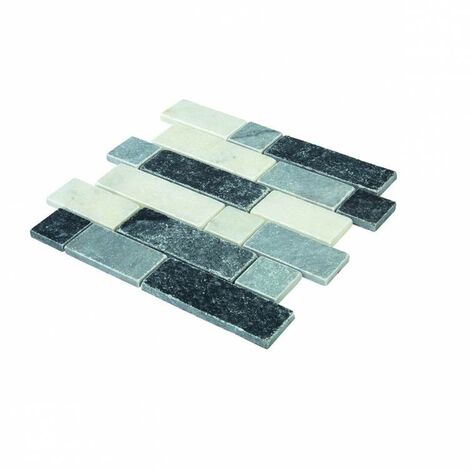 Decoon – Mosaïque travertin mix gris 4,8cm – Carreaux rectangulaires 10/15cm – Pierre pour murs et frises décoratives – Installation facile
