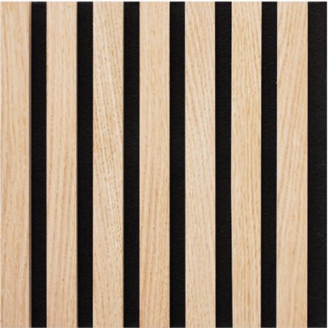 Decoon – Panneau décoratif mural 30 x 30 cm – Lattes en chêne clair véritable sur feutrine noire – Épaisseur 2 cm pour acoustique améliorée