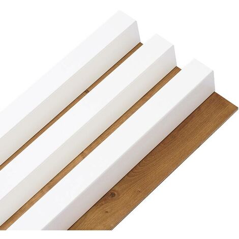Decoon – Panneau décoratif mural en MDF blanc sur fond HDF chêne clair – Dimensions 250 x 18 x 3,8 cm – Pose facile sans raccord - HDF 250 X