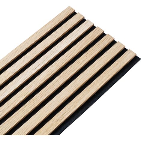 Decoon – Panneau décoratif mural en tasseaux de chêne clair 250 x 30 cm – Épaisseur 1 cm – Installation facile pour salons et bureaux - BOIS 250 X
