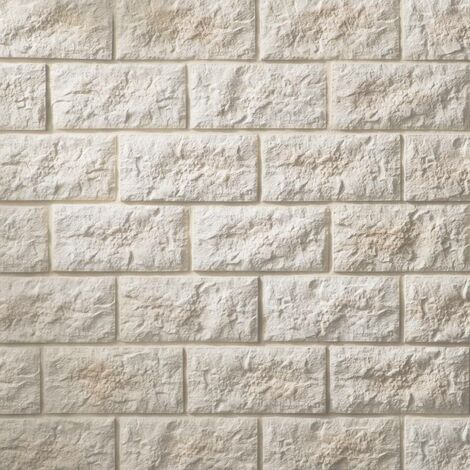 Decoon – Plaquette de parement en béton beige 0,51 m² – Dimensions 27,5 cm x 13,5 cm – Pour pose murale intérieure et extérieure