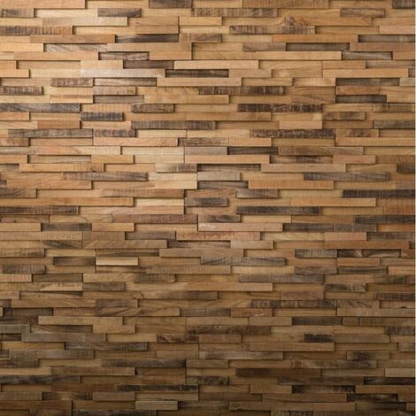 Decoon – Plaquette de parement en bois recyclé 0,57 m2 – Teck vieilli – Finition naturelle pour habillage mural intérieur – Style rustique moderne