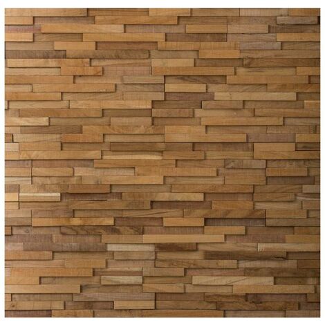 Decoon – Plaquette de parement en bois teck naturel 0,57m² – Revêtement rustique pour murs intérieurs – Bois recyclé durable et esthétique
