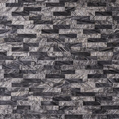 Decoon – Plaquette de parement marbre noir 0,42 m2 – Textures lisse et rugueux – Pour murs intérieurs – Décoration originale et sobre