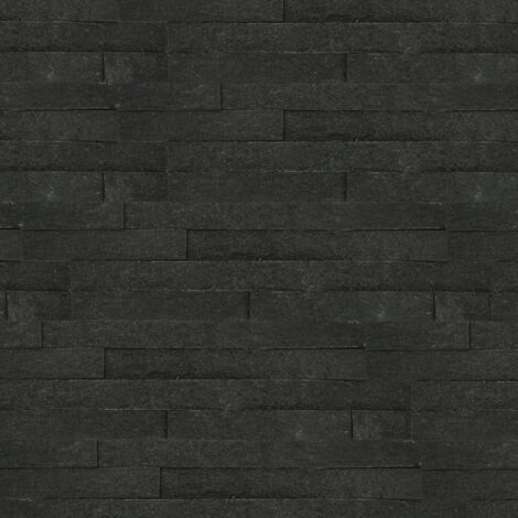 Decoon – Plaquette de parement en quartzite 0,468 m2 – Pierre noire avec éclats lumineux – Pour murs intérieurs et extérieurs – Fini unique