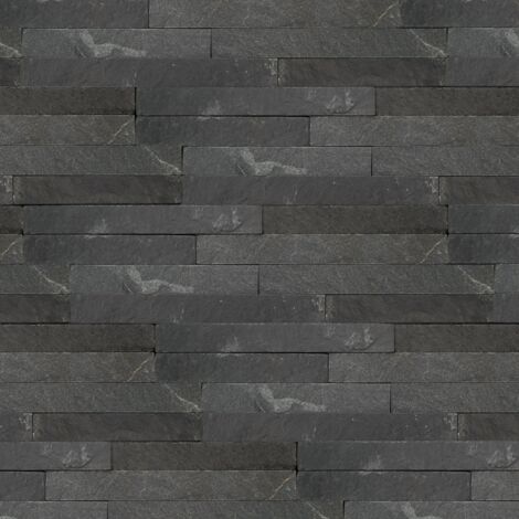 Decoon – Plaquette de parement en pierre naturelle graphite 0,468 m2 – Pour murs intérieurs – Assemblage de lames pour décoration unique