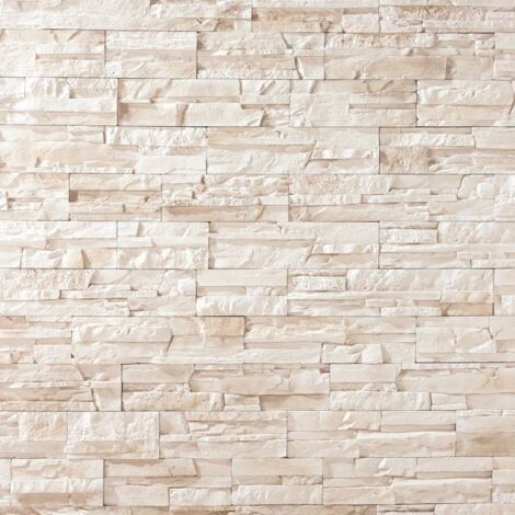 Decoon – Plaquette de parement imitation pierre beige – Surface 0,52 m² – Pose sans joint apparent – Pour murs intérieurs et extérieurs