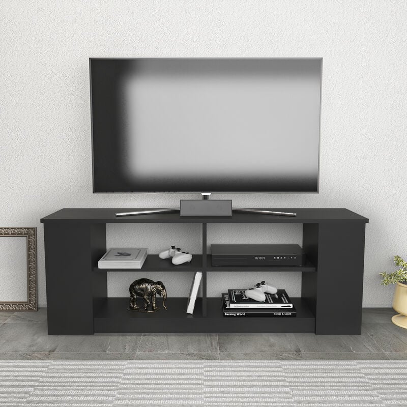 Space tv Stand tv Cabinet With Open Shelves For TVs Up To 55' - Anthracite - Decorotika