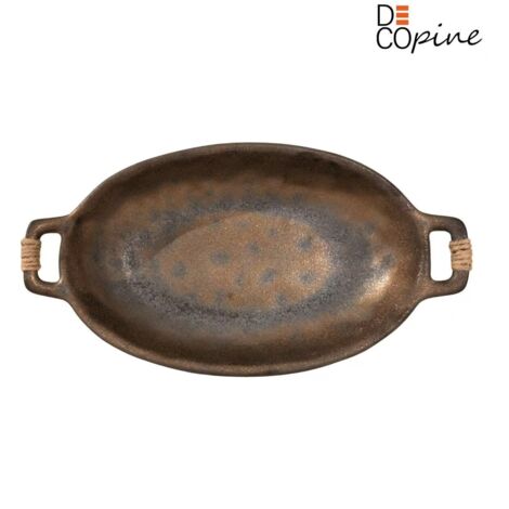 Decopine – Plat décoratif doré – Style wabi-sabi japonais – 27,5 × 15 × 4,5 cm