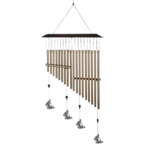 décor à la maison 30 pouces en forme de harpe carillons éoliens papillon pendentif Tubes en aluminium extérieur suspendu décoration carillons éoliens 1