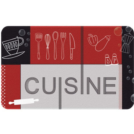 Decor De Cuisine Cuisine Rouge Noir 50x80 Cm - Idmat