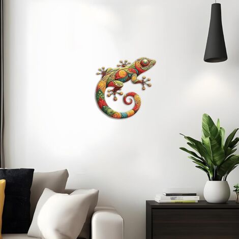 Décor de Lézard - Décor Mural Art Métal Gecko - Sculptures Imperméables Art