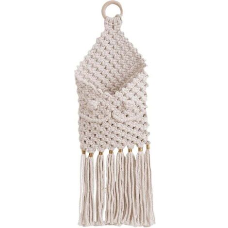 Décor de macramé de tapisserie tissée, Pochette murale Boho pour fleurs séchées, Tapisserie Macramé Boho Décoration Murale,