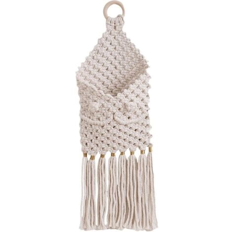 Décor de macramé de tapisserie tissée, Pochette murale Boho pour fleurs séchées, Tapisserie Macramé Boho Décoration Murale,