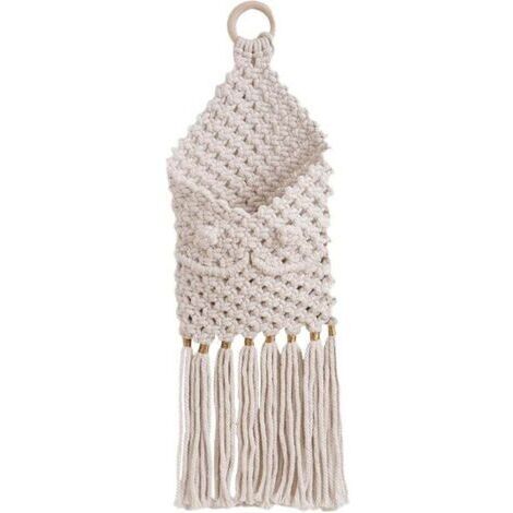 Décor de macramé de tapisserie tissée, Pochette murale Boho pour fleurs séchées, Tapisserie Macramé Boho Décoration Murale,