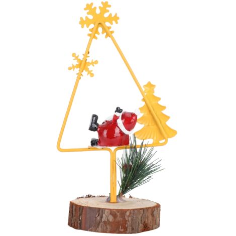 Décor de Noël en Métal et Bois, Père Noël Rustique pour Arbre de Noël