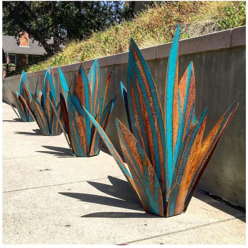 Décor de Statue de Sculpture de Tequila, Ornements de Jardin en métal de Plante d'agave, Statue d'extérieur de Sculpture Rustique en métal d'agave,