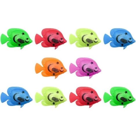 Décor Flottantes Poissons Artificiels, Aquarium Plastique Petit Faux Poisson, , 10 Pcs Jouets (Style/Motif de Couleur Aléatoire)