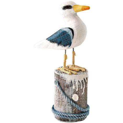 Décor marin et mural  Figurines d'oiseaux marins en céramique blanche et bleue pour niche TV et séparation  Ensemble de 3 pièces décoratives pour chambre d'enfant et salon