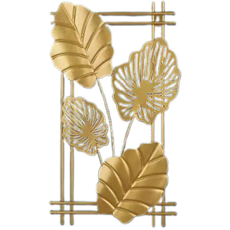 Décor Mur Fleurs Branches Fer Forgé Doré C-Style Pour Entrée TV