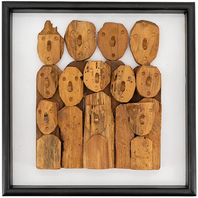 Décor mural en teck recyclé - Family 45 x 45