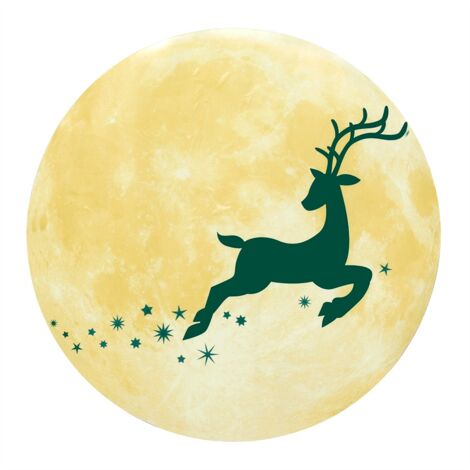 Décor mural lumineux en forme de lune cerf de Noël, 30cm