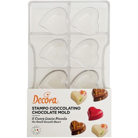 Decora 0050076 Stampo Professionale Cioccolatino a Forma di Cuore Stiloso, In Policarbonato, 8 Cavità, 39,7 X 39,2 mm, Ideale per Realizzare Cioccolatini Lucidi, Design Professionale, Made in Italy