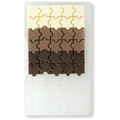 Decora 0050123 Stampo Professionale Cioccolatino Puzzle, 32 Cavità, 10 x h 20 Mm, In Policarbonato, Ideale per Realizzare Cioccolatini Lucidi e Croccanti, Design Professionale, Made in Italy