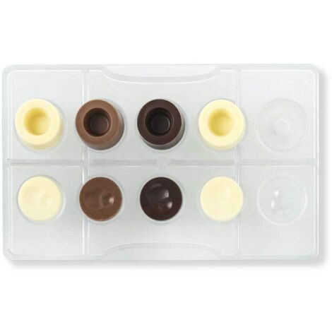 Decora 0050125 Stampo Professionale Cioccolatino Tondo Componibile, 10 cavità, ø 30 x h 5-15 Mm, In Policarbonato, Ideale per Realizzare Cioccolatini Lucidi e Croccanti, Design Professionale, Made in