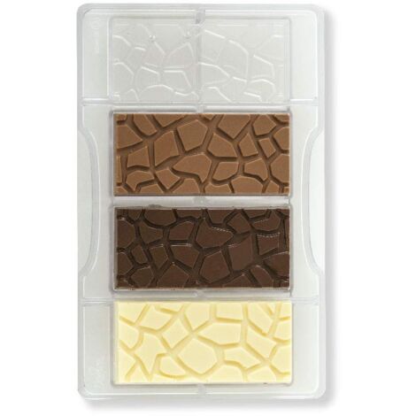 Decora 0050129 Stampo Professionale Cioccolatino Tavoletta Tartarugata, 4 Cavità, 85 x 42 x h 10 mm, In Policarbonato, Ideale per Realizzare Cioccolatini Lucidi, Design Professionale, Made in Italy