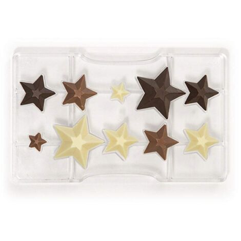 Decora 0050134 Stampo Professionale Cioccolatino Stella, In Policarbonato, 10 cavità, 50 x 35 x 20 x 15h mm, Ideale per Realizzare Cioccolatini Lucidi e Croccanti, Design Professionale, Made in Italy