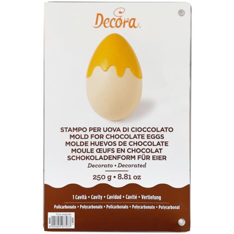 Decora 0050162 Stampo Professionale per Uovo di Cioccolato con Colata, In Policarbonato, 1 Cavità, 135 X 205 mm, Ideale per Realizzare un Uovo Lucido e Croccante, Design Professionale, Made in Italy