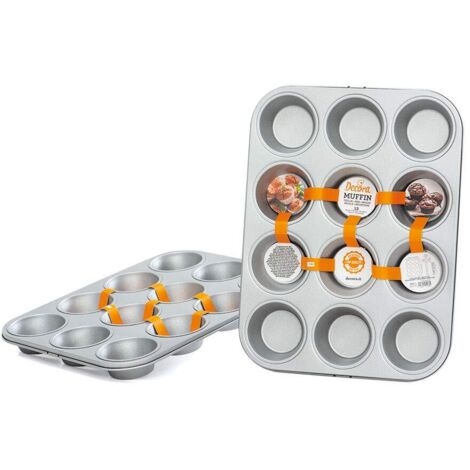 Decora 0062750 Teglia 12 Muffin In Acciaio Antiaderente Ø 7-35 X 26 X H 3 Cm