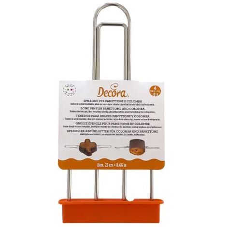 DECORA 0064018 SPILLONE INOX 22 CM 4 PUNTE PER PANETTONE E COLOMBA