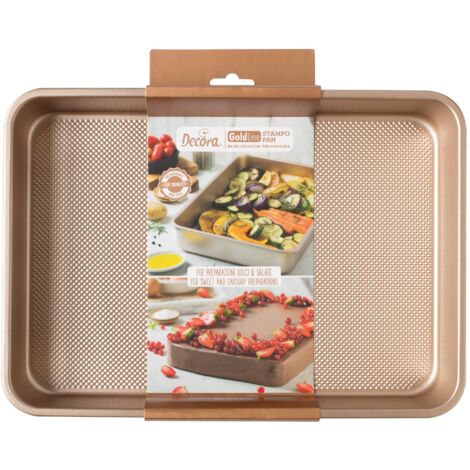 Decora, 0070103 Stampo Gold Line, Rettangolare 34,7 x 24,5 x 5,5 cm, Ideale per preparazioni dolci o salate, In Robusto Metallo Antiaderente