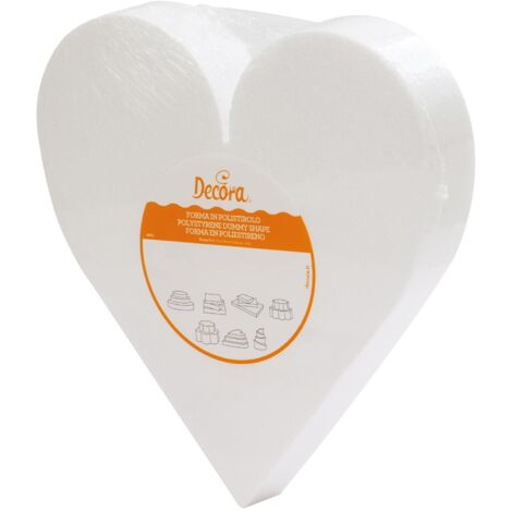 Decora 0174031 Basi a forma di cuore in polistirolo ideali per esercitazioni e per realizzare torte a piani dall'aspetto perfetto, Dim. 40 X H 7,5 CM