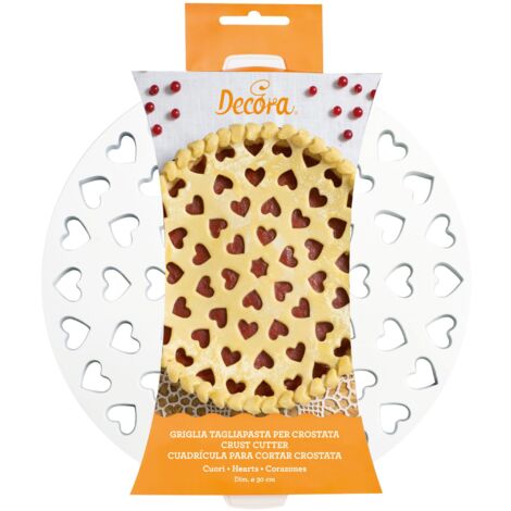 Decora 0215801 Griglia Tagliapasta per Crostate Cuori, dal Design brevettato, Realizzata in Plastica, Ideale per Decorare la Crostata con un motivo a Cuori, Diametro Ø 30 cm, Made in Italy