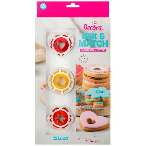Decora 0255042 Set 6 Tagliapasta Occhio Di Bue Classic, In Plastica, Il Kit Ideale per Creare Decorazioni in Pasta di Zucchero o di Gomma, Made in Italy, Design originale. Confezione da 6 pezzi.