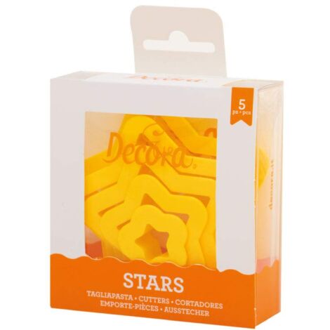 Decora 0255312 Set 5 Tagliapasta Stella, In Plastica, Il Kit Ideale per Creare Decorazioni in Pasta di Zucchero o di Gomma, Made in Italy, Design originale. Confezione da 5 pezzi.