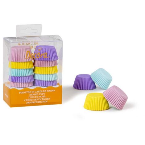 Decora 0339744 Pirottini, Mini Muffin Colori Pastello, Comodissimi Pirottini in Carta da Forno, per Cuocere, Presentare e Regalare dolcetti, Resistono fino a 220°, In comodo Blister, 200 pezzi.