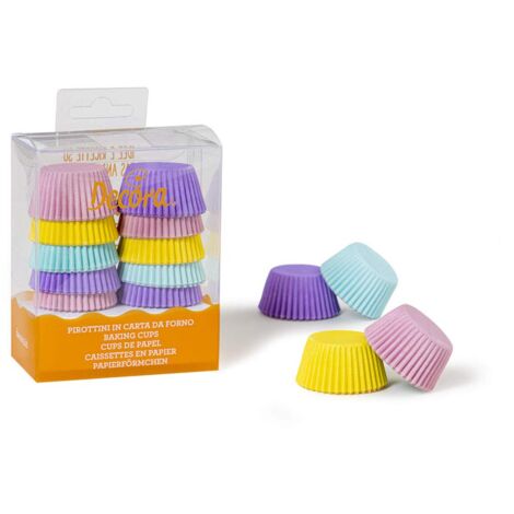 Decora 0339744 Pirottini, Mini Muffin Colori Pastello, Comodissimi Pirottini in Carta da Forno, per Cuocere, Presentare e Regalare dolcetti, Resistono fino a 220°, In comodo Blister, 200 pezzi.