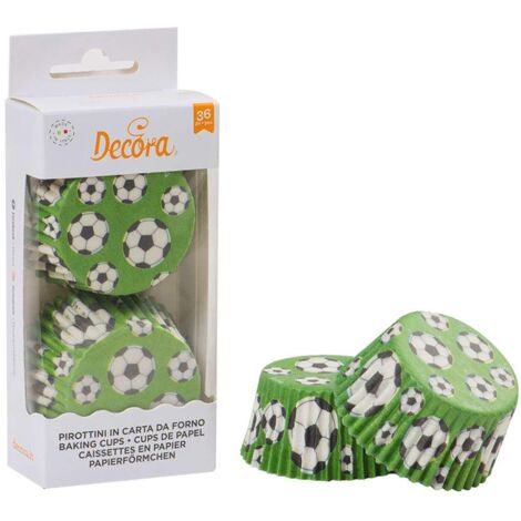 Decora, 0339845 Pirottini Calcio da 50 X 32 mm, per Cuocere, Presentare e Regalare Muffin e Dolcetti, Resistono fino a 180°C, In comodo Blister, Made in Italy